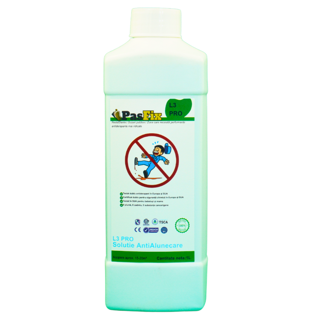 Soluție Antialunecare PasFix L3 PRO 1L – Siguranță profesională pentru restaurante, dușuri publice și zone intens circulate