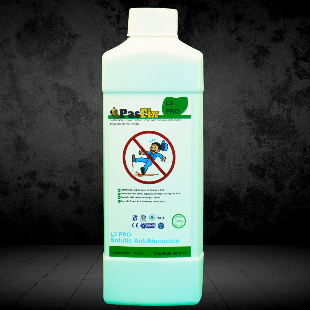 Soluție Antialunecare PasFix L3 PRO 1L – Siguranță profesională pentru restaurante, dușuri publice și zone intens circulate