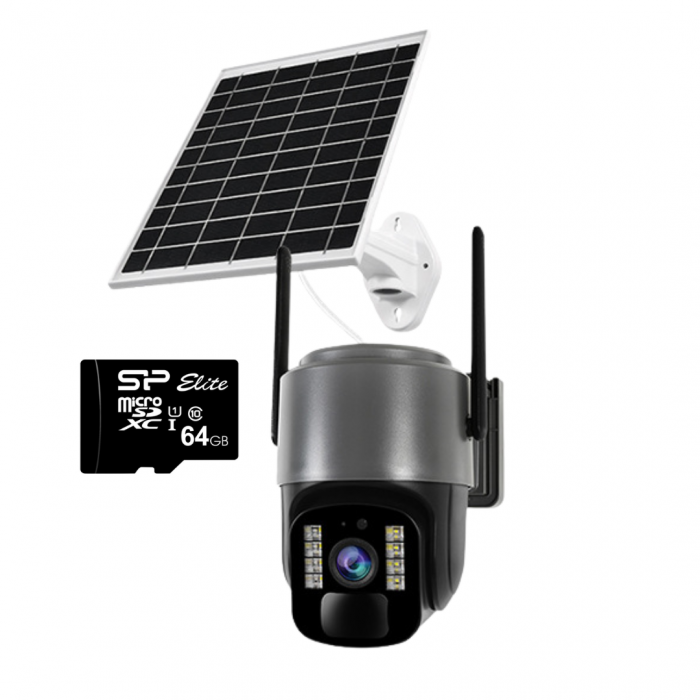 Cameră Supraveghere Solară INNOVA TS1-4G +Card 32GB, 3MP, PTZ 355°, Night Vision Color, Audio Bidirecțional, Alarmă, O-Kam Pro