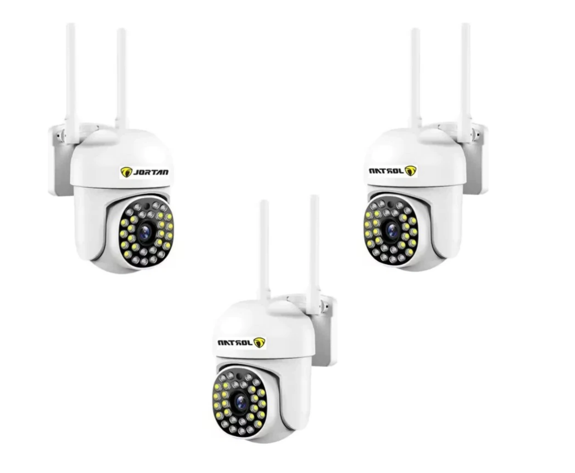 Pachet 3 x Cameră de Supraveghere Jortan WiFi HD, 3 carduri 32 GB incluse + cadou SURPRIZA cu Viziune Infraroșu și Protecție Avansată IP66