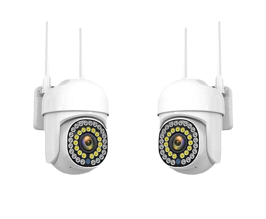 Pachet 2 x Cameră de Supraveghere Smart WIFI, 36 LED-uri, HD, Viziune Nocturnă cu Infraroșu și Protecție IP66, Transmisie Live pe Telefon