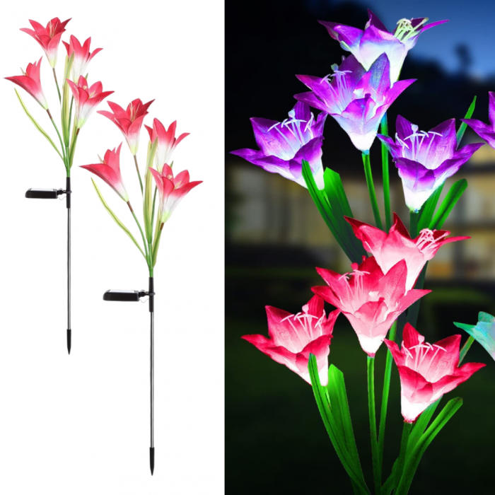 Set 2 Lampi Solare Crini Decorative, 70cm, IP66, LED cu Senzor Lumina