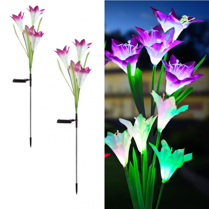 Set 2 Lampi Solare Crini Decorative, 70cm, IP66, LED cu Senzor Lumina