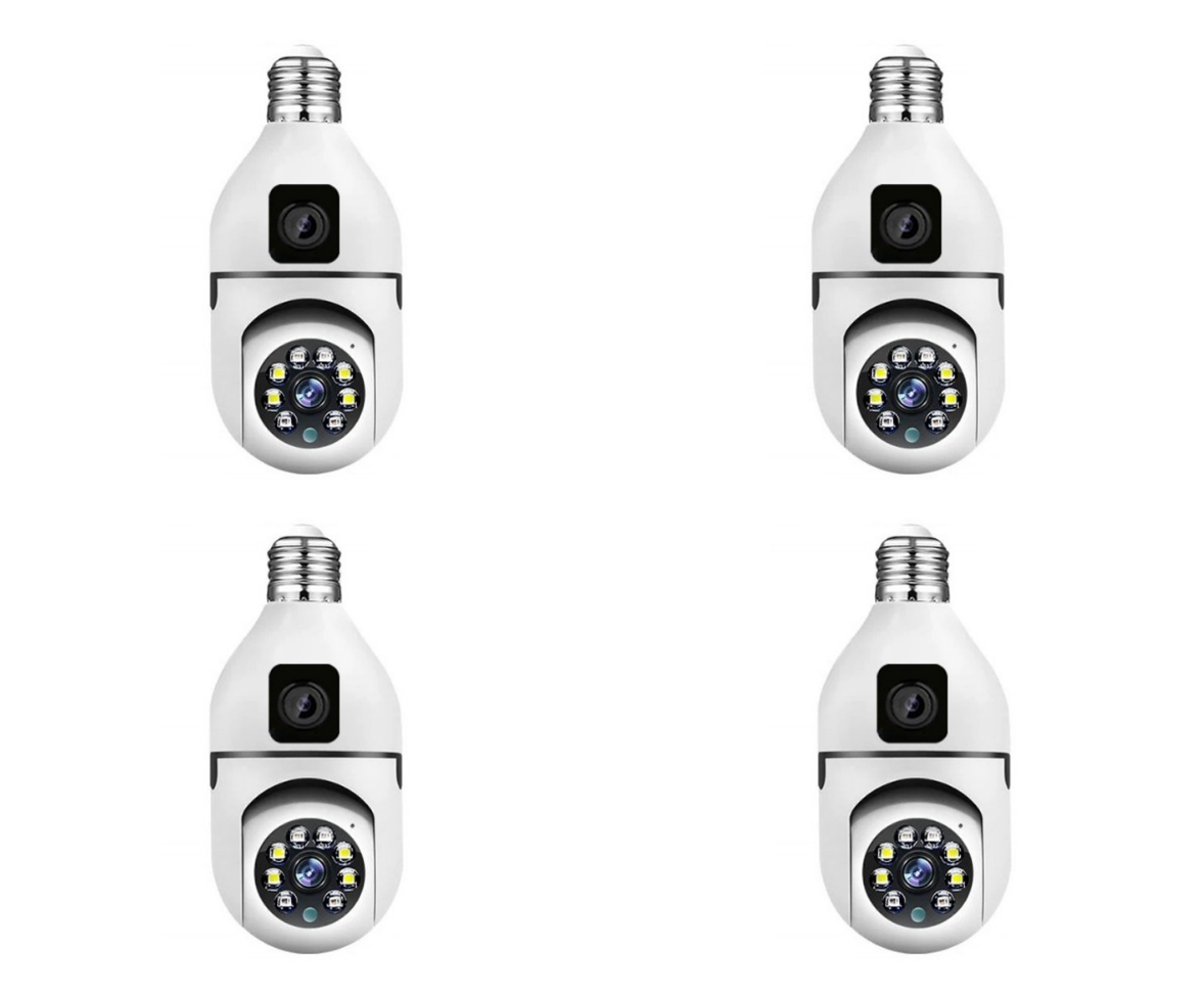 Set 4 x Cameră de Supraveghere Duală Tip Bec Jortan JTZ-9696PROB Wifi , HD cu Vedere 360°, Full Color , Icsee - Copie